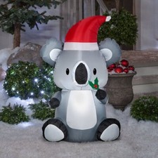 Gemmy 3.5' Airblown Christmas Koala Wearing Santa Hat Inflatable Yard Decor