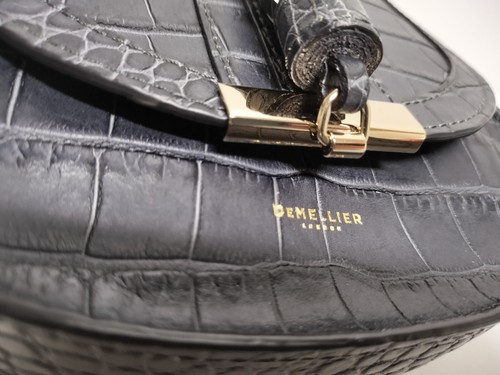 Sac Demellier London The 2024 Nano Venice Drak gris croco cuir gaufré Japon