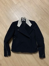 Helmut Lang Heavy Asymmetric Jacket Leather Collar Sz S/P Black