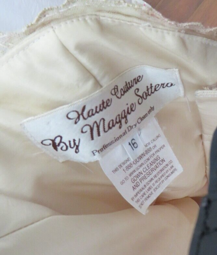 P184 Maggie Sottero SZ 10 LATTE FORMAL BEADED $1499 CORSET WEDDING DRESS GOWN - Picture 10 of 11