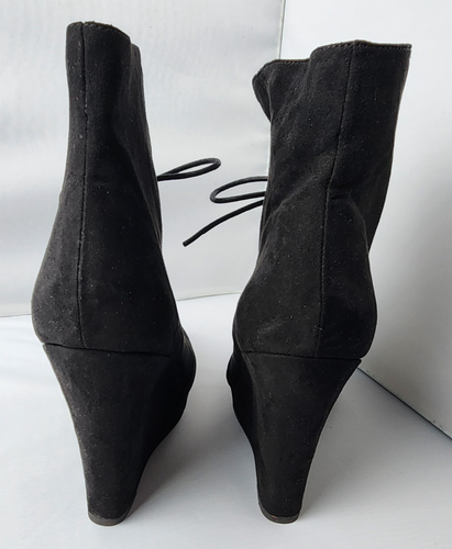 Charlotte Russe ankle boots lace up wedge heel chunky booties black size 9 - Bild 5 von 15