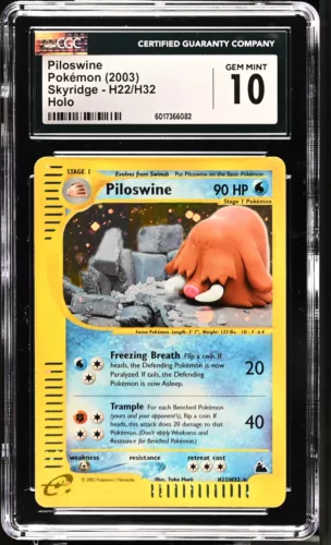 CGC 10 GEM MINT Piloswine 2003 Skyridge H22/H32 Holo Pokemon Card 