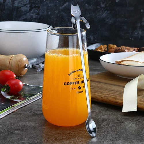 6 Pcs Cat Spoon Coffee Tea Set Stainless Steel Hanging Cup Teaspoons Demitasse - 第 6/6 張圖片