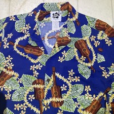 Vintage Hilo Hattie Hawaiian Shirt Men's Size L Flowers Made In USA Camp Guitar