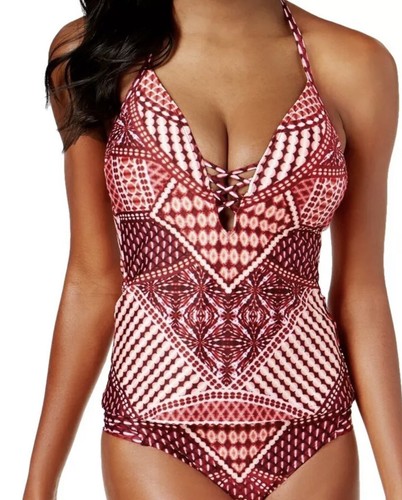 Kenneth Cole Hidden Paradise 2 Piece Swimsuit Tankini Top & Bikini Bottom M (C3)