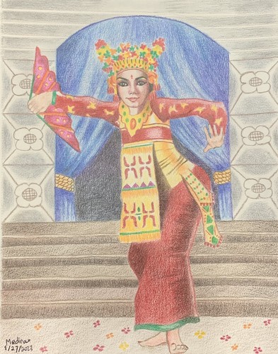 Balinese Dancer Prismacolor Painting - Picture 9 of 10