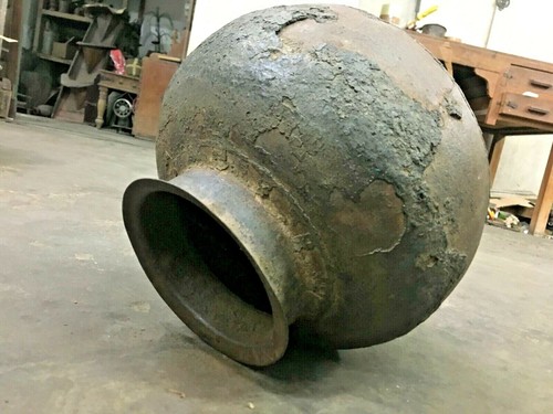 Antik alt Vintage selten rustikal Handarbeit Eisen Wasser großer Topf Sammlerstück - Bild 5 von 12