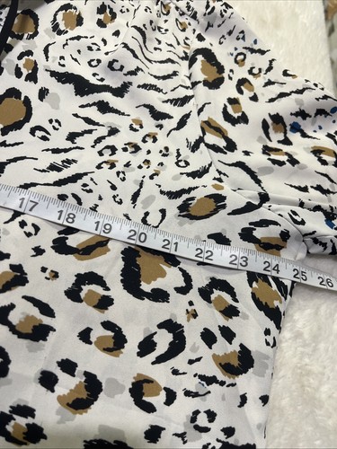 White House Black Market Cheetah Print Hi Low Hem Tunic Blouse Tie Front Sz XL - Picture 6 of 9