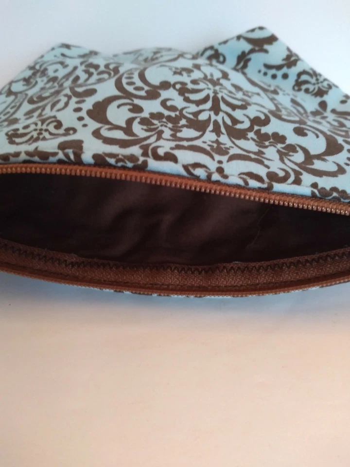 Nuevo conjunto de rollo de cepillo cosmético/bolsa de cosméticos hecha a mano de tamaño mediano azul/marrón Foto 4 de 4