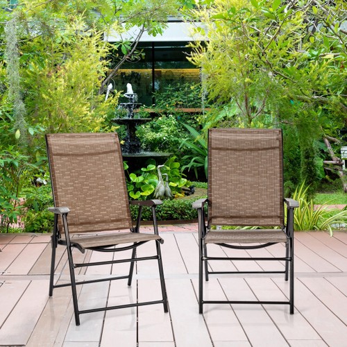 Patiojoy 2PCS Outdoor Patio Folding Chair Camping Portable Lawn Garden W/Armrest - Picture 10 of 12
