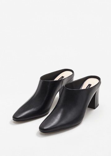 Mango Heel leather mules Dido size 9 Black - Picture 2 of 11