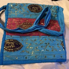 Dubai  Cloth Turqoise And Aqua Sequined Cross...