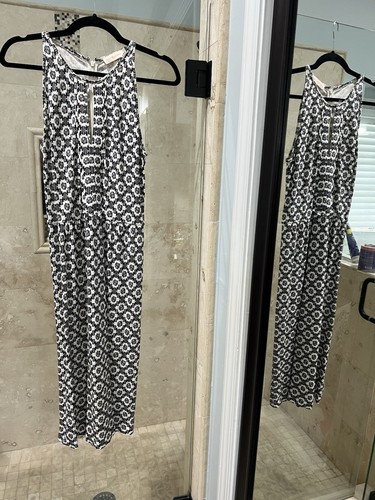 Tory Burch Erin Sleeveless Ballet Blue Crystal Print Midi  Dress Women’s S Keyho - Picture 1 of 11