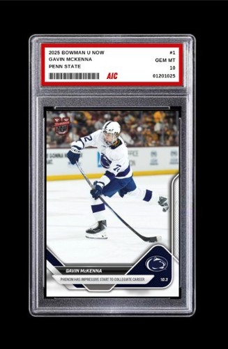 2025 Gavin McKenna Bowman U NOW Rookie Card #1 Penn State Hockey Graded 10 - Picture 4 of 6