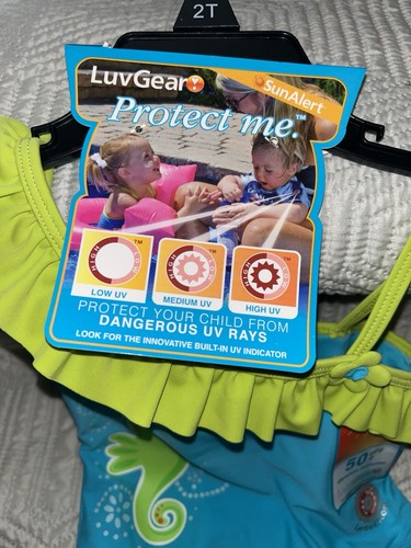 Sun Alert by Luv Gear Toddler Girls One (1) Piece Swimsuit Turquoise Size 2T NWT - Picture 7 of 12