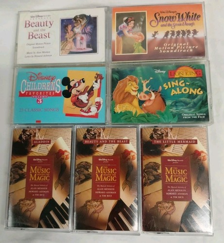 7 Disney Soundtracks Cassette Tape Lot Aladdin Lion King, Snow White, Favorites - Picture 2 of 6