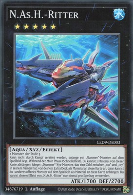 YuGiOh N.As.H.-Ritter LED9-DE003 Super Rare Deutsch NM 1st