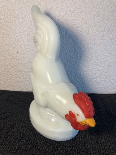 Milk Glass Rooster Door Stop Vintage Heavy Glass 8.5" - Picture 3 of 9