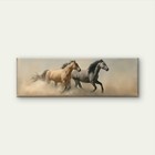 Panoramic Brown & Gray Galloping Horses Canvas Print Wall Art Home Decor