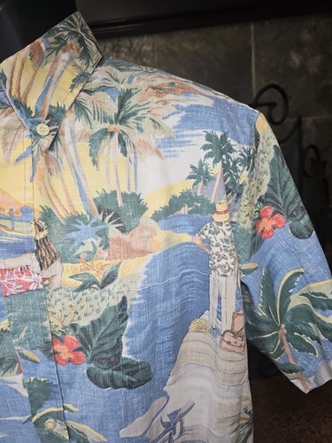 Vintage Reyn Spooner Hawaiian Island TPA Airplane Short Sleeve Shirt XL Clean - Picture 3 of 18