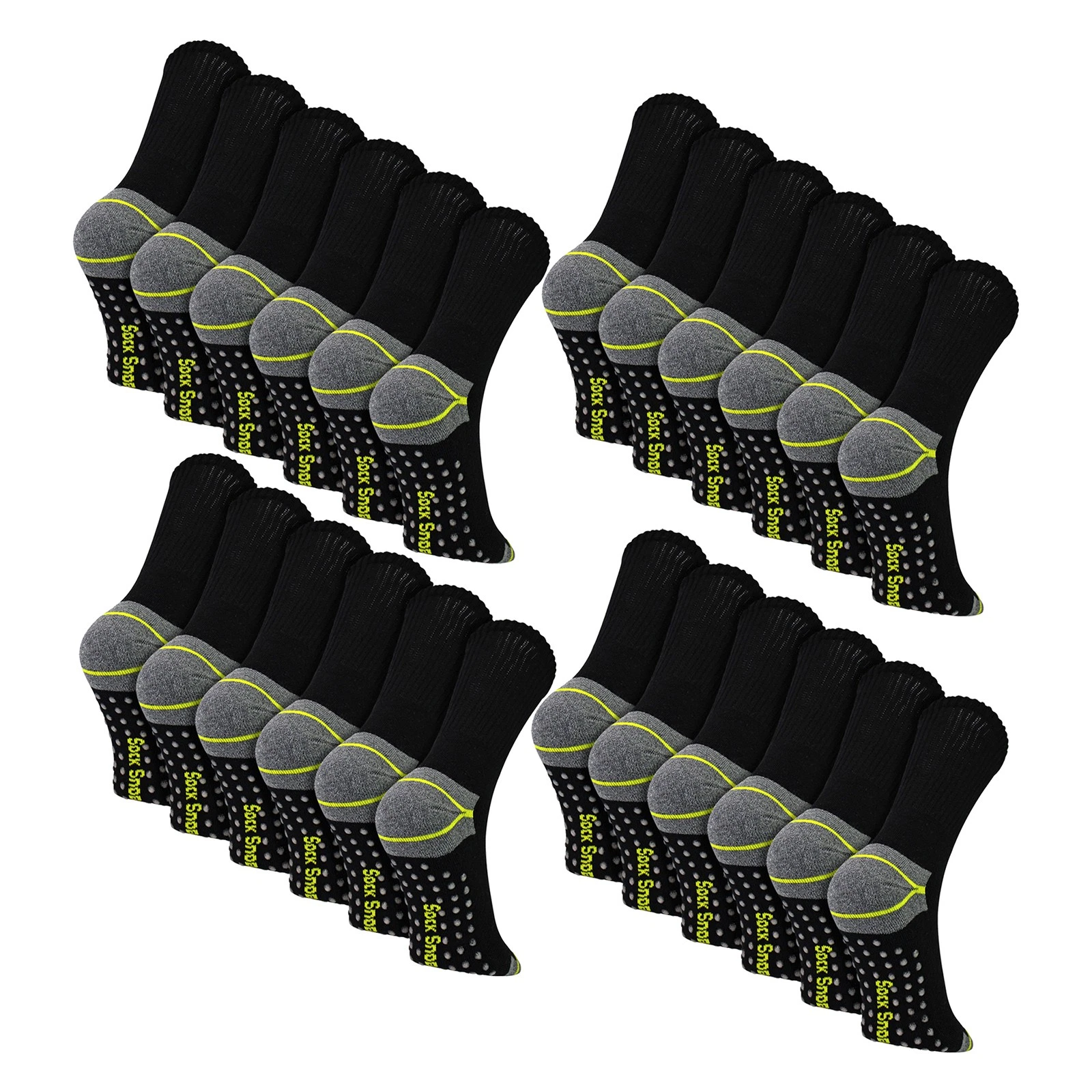 Sock Snob - 24 Pairs Mens Non Slip Work Socks | Breathable Boot Socks with Grips