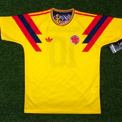 Colombia, Men's Retro Soccer Jersey, 1990, Valderrama #10  (Tallaje Grande)