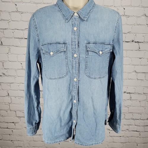 Madewell Blue Chambray Lightweight Button Up Long Sleeve Shirt Size Large L