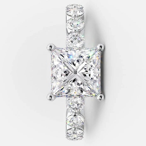 Princess Cut 2.60 CT IGI Certified Lab Grown Diamond Wedding Ring 14K White Gold - Picture 8 of 13