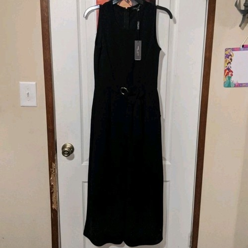 Romeo & Juliet Couture Black Sleeveless Cropped Belted Pants Jumpsuit - Picture 8 of 9