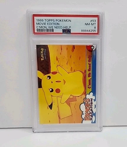 1999 Topps Pokemon Movie Edition C'mon We Need Help #53 Pikachu's Vacation PSA 8