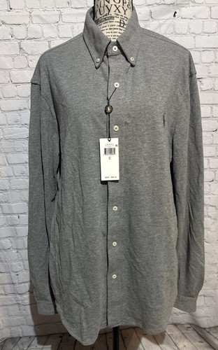 NWT Ralph Lauren Featherweight Mesh Shirt Mens Sz L Gray Button Front