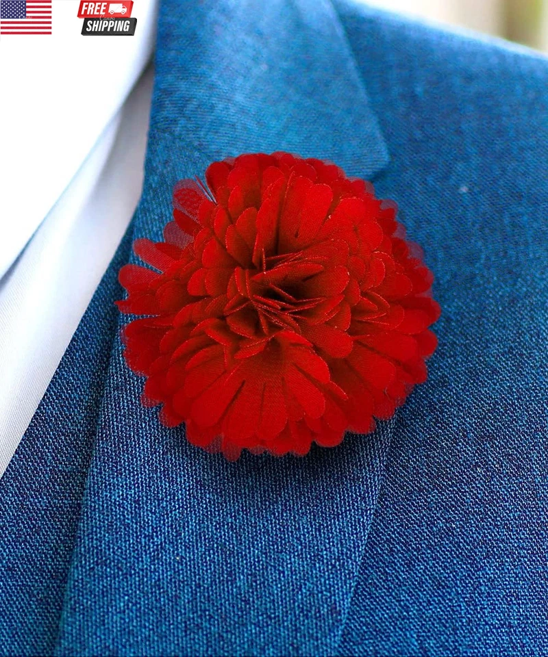 Prendedor de solapa de flor de clavel formal premium para hombre - Boutonniere para hombre, broche Pi Foto 2 de 4