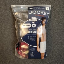 Jockey Classics Mens Cotton Woven Boxers 3 Pack Medium Plaid Check Red Black