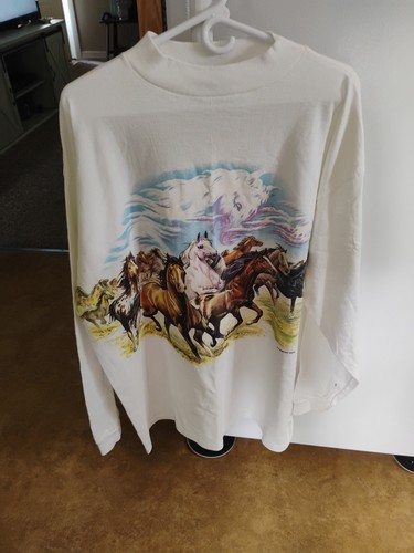 VTG "HL Miller Gold" Running Horses Single Stitch Long S Men XXL USA Vibrant Col - Picture 3 of 11