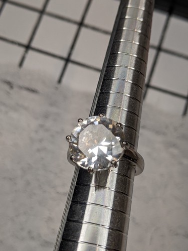 BBJ Sterling Silber 925 gestempelt klar weiß großer Saphir Ring Größe 7 Unikat - Bild 5 von 12