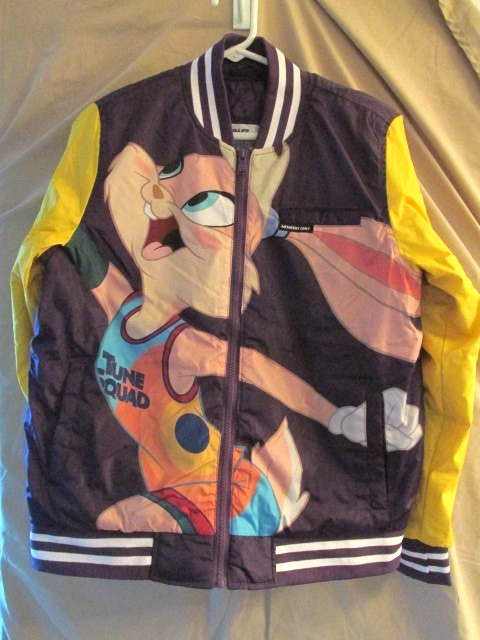 Menbers Only Space Jam Quilted jacket Large 44" Chest 24" Long Tweety Bugs Bunny