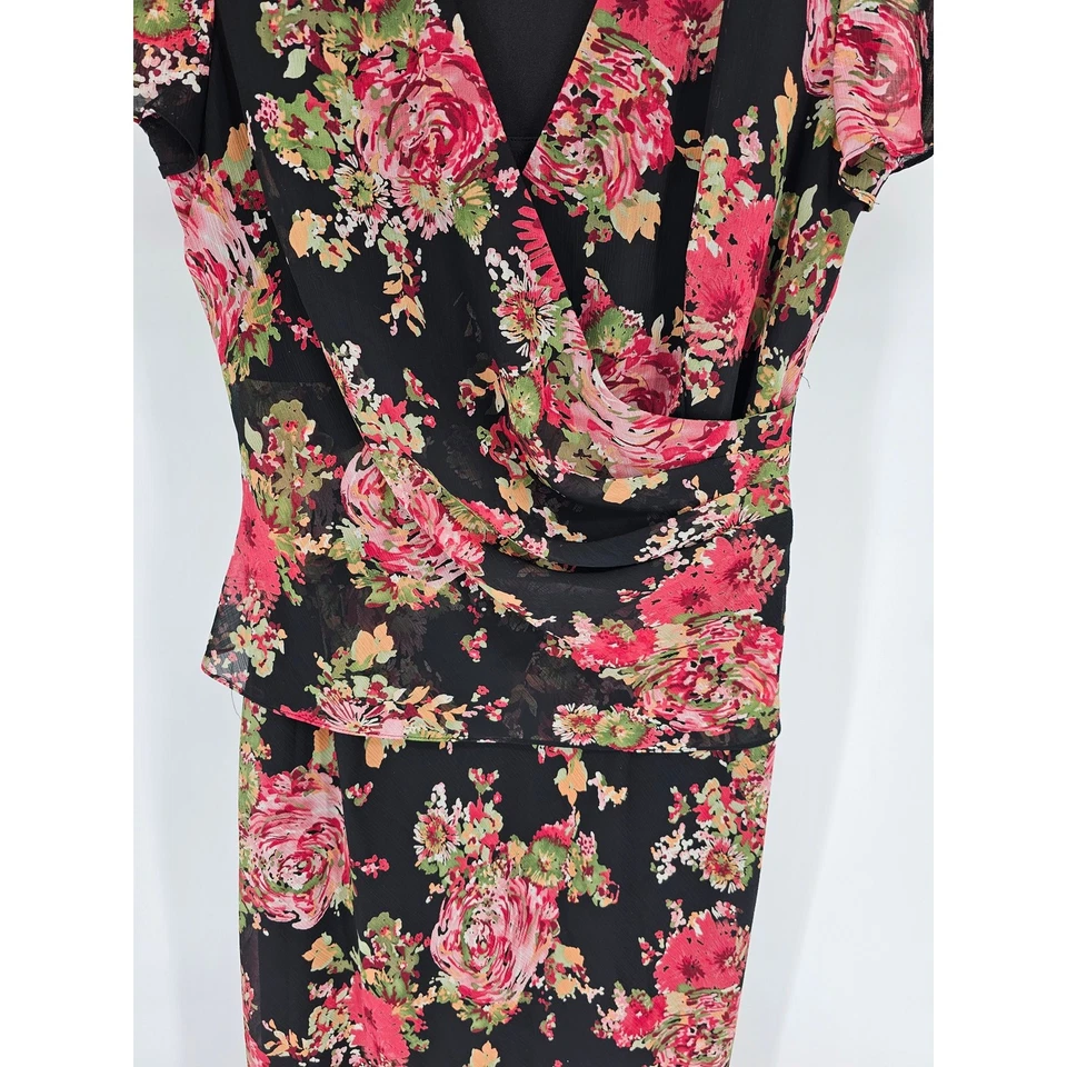 Vestido floral vintage de los años 90 Sheri Martin para mujer talla 8 maxi largo manga corta Foto 2 de 4