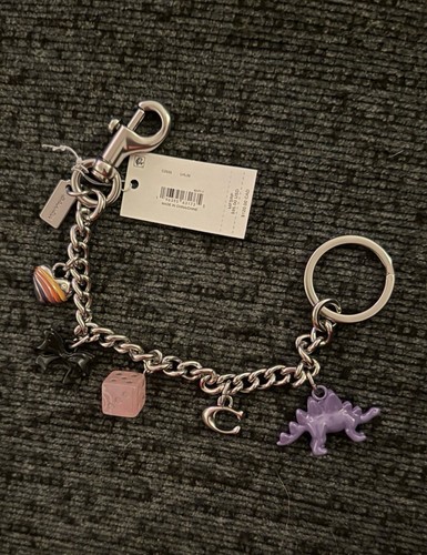 Coach Motif Chain Bag Charm Keychain in Silver/Multi Metal Resin & Glass NWT - Picture 5 of 12