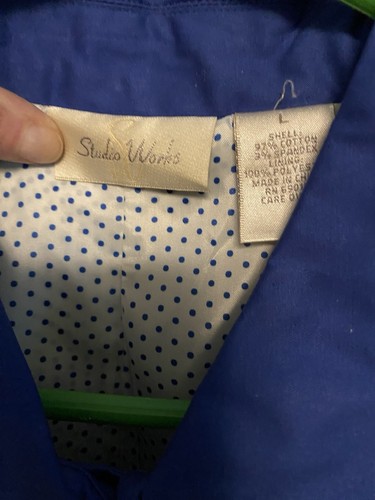 Studio Works Women's Size L Cobalt Blue Lined Jacket w/ Buttons NWT 3/4 Sleeve - Picture 6 of 15