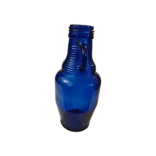 Vintage "Blue Luna Cafe" Cobalt Blue Double Handled Glass Bottle, No Cap - Picture 4 of 15