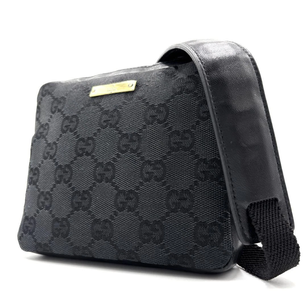 Sac bandoulière Gucci Gg toile cuir logo doré noir créateur bandoulière bag
