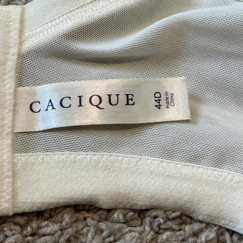 Lot Of 2 CACIQUE 44D UNDERWIRE Lined Lace Bras Ivory Black Wide Straps - Picture 8 of 11