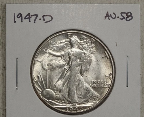 1947-D Walking Liberty Half Dollar, Choice Almost Uncirculated   1112-08