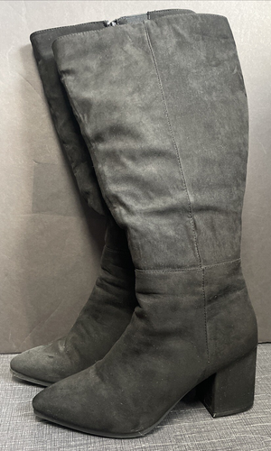 Lane Bryant Stiefel Damengröße 11 schwarz Wildlederimitat kniehoch extrabreite Wade - Bild 1 von 7