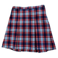 Red Plaid School Girl Skirt Back Elastic Waistband Summer Skirt Size 7.5