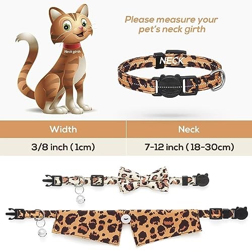 2 Pack Cat Collars with Bow Tie and Bell,Breakaway Kitten Collar for Leopard - Bild 5 von 6