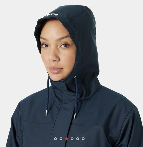 Helly-Hansen Impermeabile Antivento Impermeabile con Cappuccio Muschio Donna Navy Large Nuovo - Foto 5 di 10