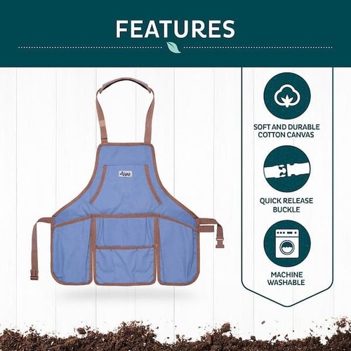 Digz Women's 1-Size Country Blue Canvas Gardening Bib Apron 86741-010 - Picture 2 of 9