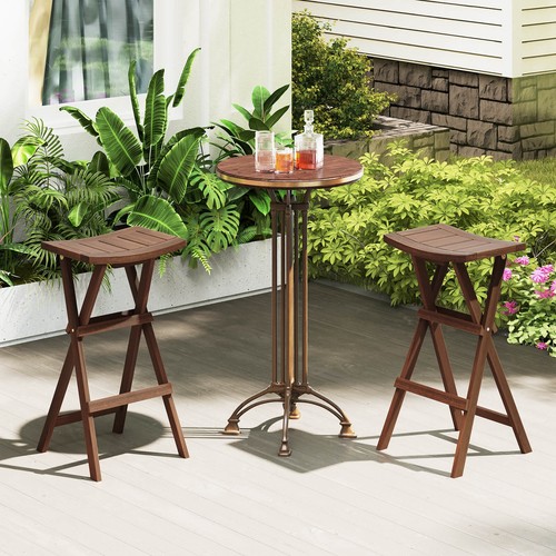 Bar Stools Set of 2 30" Folding Bar Height Stools with Saddle Seat & Footrest - Picture 4 of 9