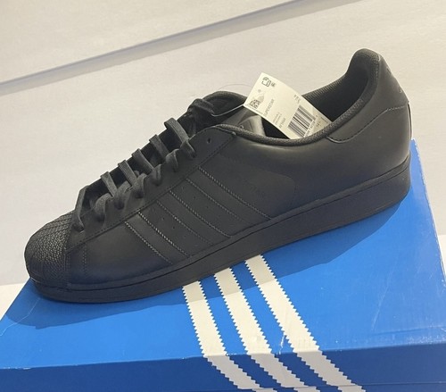 Scarpe da basket Adidas Originals da uomo taglia 19 Superstar sneakers NERE nuove con etichette - Foto 18 di 18